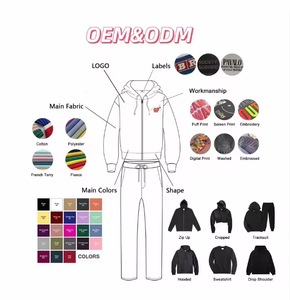 High Quality Vintage Tracksuit Custom Suits Set Unisex Hooded Jogger Full Length <b>Sweatshirt</b> Cotton Fleece Custom - Product Image 6