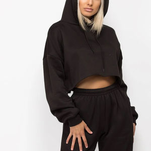Nouveau Survêtement Élégant Logo Personnalisé Crop Tops Hoodies et Jogging Survêtement 2 Pièces Ensemble Femmes Survêtements pour Femmes Vente en Gros - Product Image 5