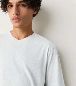 T-shirt à manches courtes et col en V pour hommes T-shirt en coton lourd 260gsm impression personnalisée en vrac - Product Image 4