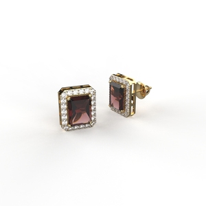 Avarta 18k Gold Fine <b>Stud</b> Earrings 2.70 Carat Each Natural Ruby & Moissanite Elegant Jewellery - Product Image 2