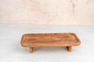 Plateau à thé en bois-Bois dur et tapisserie de bambou-Plateau de service pour le thé ou le pique-nique-Plateau de service de style ottoman fait à la main - Product Image 5