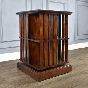 Librería Minimalista Margaret de Madera de Caoba Maciza con Estantes Giratorios, Base Cuadrada, Diseño Ecológico y Duradero para Sala de Estar - Product Image 6