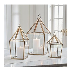 Top Selling Metal Decorative <b>Lantern</b> With Golden Finished Border & <b>Glass</b> for Indoor and Outdoor Decoration - Product Image 1
