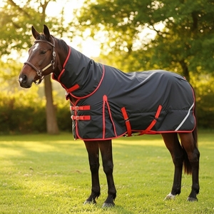 Couverture de participation de cheval la mieux notée tapis de participation cou Combo couverture de cheval imperméable et coupe-vent matériel en acier inoxydable robuste - Product Image 1