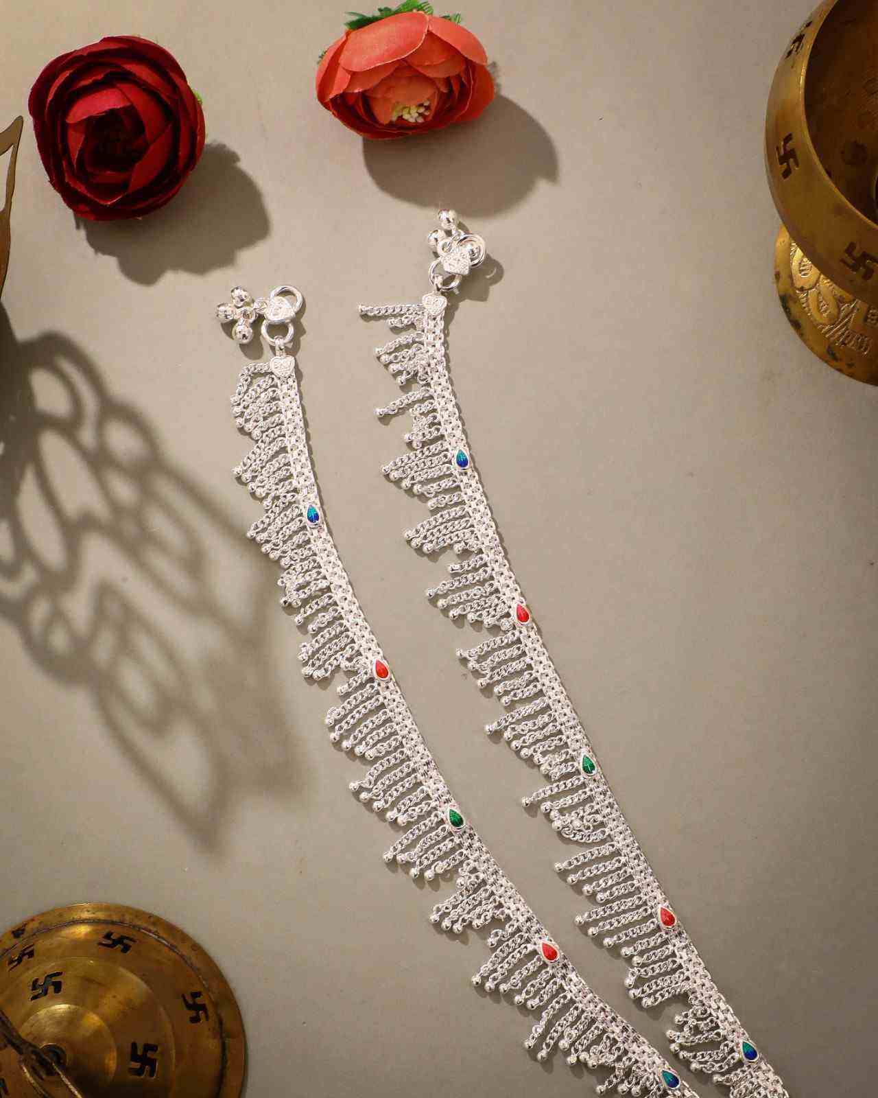 Fancy Design Silver Payal Trendy Wedding Anklet