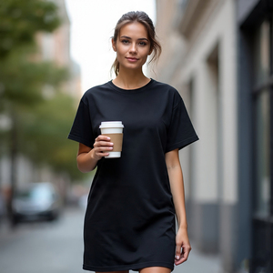 T-Shirt à col rond en polyester 100% pour femmes, manches courtes à séchage rapide compressé et écologique, respirant - Product Image 1