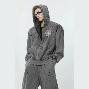 Sudadera con Capucha Extra Grande, Estilo Holgado, Bordado Desgastado Personalizado OEM para Hombre - Product Image 1
