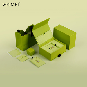 Caja de joyería con cierre magnético WEIMEI, estuche de papel de microfibra con bolsa de regalo de tela, logotipo personalizado para colgante de anillo, embalaje Premium - Product Image 2