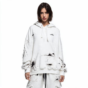 Sudadera con Capucha Extra Grande para Mujer, Estampada, Desgastada, de Forro Polar de 500 GSM, Hombros Caídos, Personalizable - Product Image 3