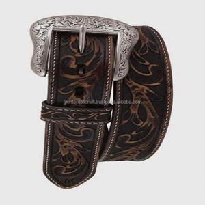 Ceinture en cuir véritable avec sangle florale usinée à la main ceinture d'outillage en cuir occidental effet antique poncé sur mesure pour hommes - Product Image 5