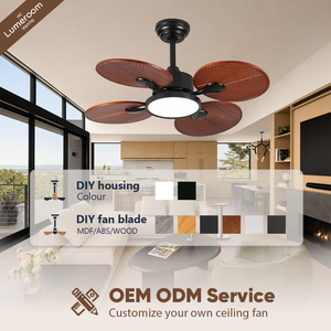 33 Inch Dimmable <b>Ceiling</b> Fan with <b>Light</b> and <b>Remote</b>, Wood Blade Flush Mount Low Profile Fan with Quiet DC Motor - Product Image 5