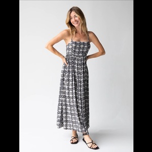 High Quality Women's 100% Cotton Blue Block Printed V Neck Full Sleeves Maxi One Piece Dress Party Wear Dress - Product Image 1
