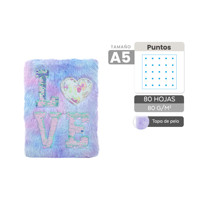 Cahier en peluche bleu lilas A5 80 feuilles 80 Gr/M2 Texture douce couverture mignonne 80 agendas pour l'écriture scolaire carton à couverture souple
