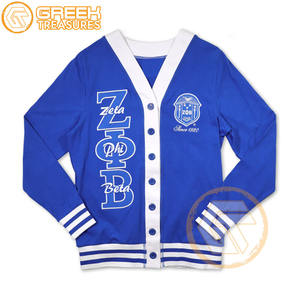 Cárdigan de hermandad griega de alta calidad personalizado Zeta Phi Beta acrílico bordado transpirable Casual suéteres de invierno para mujeres - Product Image 5