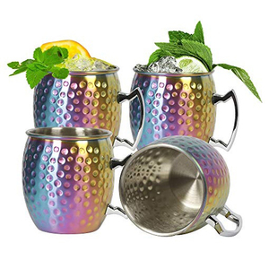 High Quality Metal Copper <b>Hammered</b> Shades Customized Sizes Moscow Mule Mug with Brass <b>Handle</b> - Product Image 3