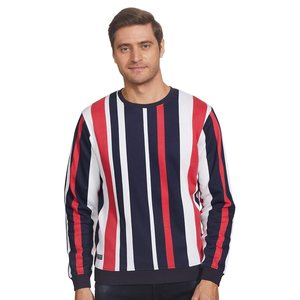Gran oferta, sudadera ajustada con cuello redondo estampado para hombre, logotipo de diseño personalizado, sudadera elegante a rayas para hombre para la temporada de invierno - Product Image 4