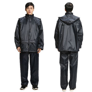 Heavy Duty Waterproof Polyester/PVC Unisex Adult Rainsuit Set Hooded <b>Jacket</b> & Pants Bulk Wholesale OEM ODM Custom Logo - Product Image 3