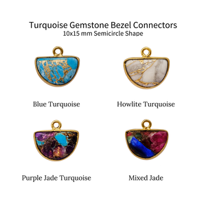 หยกสีม่วงโมฮาเทอร์ควอยซ์10x15มม. ทรงครึ่งวงกลมชุดฝาชุบทองจี้สร้อยคอสำหรับเครื่องประดับแบบทำมือ - Product Image 5