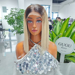 100% vietnamien luxe 10 pouces sans colle perruque personnalisé Ombre 613 couleur cheveux humains produits de cheveux naturels pour les femmes noires - Product Image 4