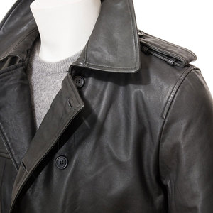 แจ็คเก็ตหนังผู้ชายสไตล์สตรีทแวร์ ปกพับได้ / แจ็คเก็ตหนังฤดูหนาว ผลิตจากวัสดุหนังแท้ ระบายอากาศได้ 100% - Product Image 6