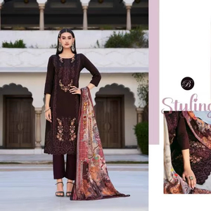 Collection de matériaux de robe en coton de confiture brodée de qualité supérieure pour les vêtements de fête indiens pakistanais Salwar Kameez prix de gros - Product Image 1