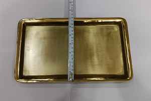 Bandeja Rectangular de Latón con Acabado Antiguo, Elegante Estilo Art Deco para Servir Alimentos, Servir Vino, Bodas, Ramadán, Ocasiones Especiales, Bajo Peso - Product Image 5