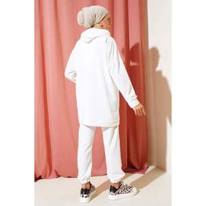 ชุด2ชิ้นมีฮู้ดยืดหยุ่นขาสีขาว - Product Image 4