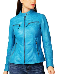 Cotton Filled <b>Women's</b> Zipper <b>Jackets</b> with Zipper Closure Motorcycle <b>Jacket</b> Genuine All Season Zipper Leather <b>Jacket</b> - Product Image 2