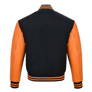 <b>Pink</b> Color Leather With Black <b>Wool</b> Baseball Jacket Men's Clothing Varsity Jackets OEM Custom Made High Quality Sportswear Adults - Product Image 6