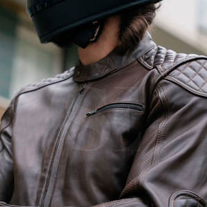 แจ็กเก็ตหนังวัวแท้สำหรับนักขี่มอเตอร์ไซค์แข่งรถมอเตอร์ไซค์กันน้ำ - Product Image 4