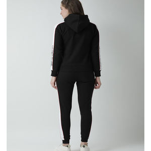 Sudadera de invierno transpirable con estampado de logotipo personalizado para entrenamiento Fitness Fleece Tallas grandes Sudadera con capucha y chándal Jogger para mujer - Product Image 3