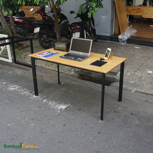 BFOB005-โต๊ะไม้ไผ่ทรงวงรีดีไซน์เรียบง่าย 140x70 ซม. พร้อมขาเหล็กประกอบสำเร็จ - Product Image 3