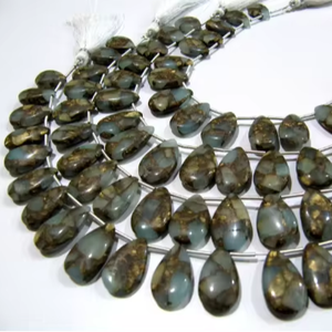 Ostra Color turquesa gris sombreado 10x16mm 12x20mm cuentas de piedra suave forma de pera Lisa hebras largas de 8 pulgadas para la fabricación de joyas - Product Image 1