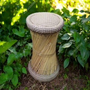 Handmade Modern <b>Bamboo</b> <b>Stool</b> Ottoman Relaxing Indoor/Outdoor Footrest with Bone Inlay Soft for Hotels Garden Mudha Bedroom Use - Product Image 2