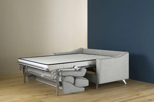 Sofá cama minimalista de tela estilo italiano, de dos plazas, para sala de estar, con patas de metal, 100% hecho en Italia. - Product Image 3