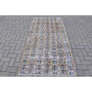 Vintage Turkish Classic Large Area <b>Rug</b> 3.4 X 6.6ft Handmade Wool <b>Abstract</b> Patchwork Rectangular Shape Latex for Hallway Use - Product Image 1