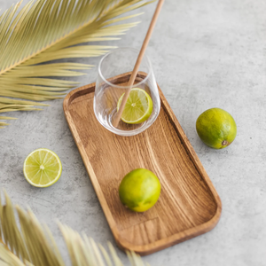 Grand plateau de nourriture en bois avec poignée en métal confortable Ustensile élégant pour servir et servir - Product Image 1