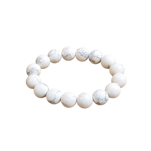 สร้อยข้อมือหินแคลไซต์ SoulWise ลูกปัดทรงกลมขัดเงา ลายหินอ่อนสีขาว จากมณฑลมหาราษฏระ - Product Image 1