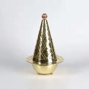 Brûleur d'encens religieux de luxe en calligraphie arabe, écologique, nouveau design, porte-bukoor en métal, finition or noir - Product Image 6