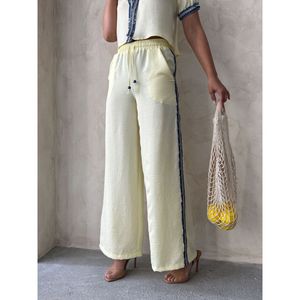 Pantalones Vaqueros a Rayas Amarillos para Mujer, Producto al por Mayor - Product Image 3