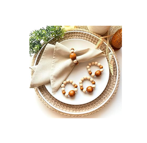 Perles en bois faites à la main couleur blanche tissé naturel chanvre corde gland ronds de serviette pour au meilleur prix Offre Spéciale - Product Image 5