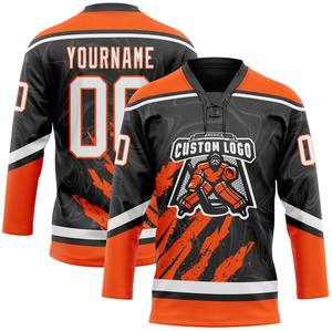 Maillots de hockey sur glace personnalisés avec col en dentelle - 100% polyester, impression numérique, antibactérien, séchage rapide, noms d'équipe/nombres/noms de joueurs personnalisés - Product Image 6
