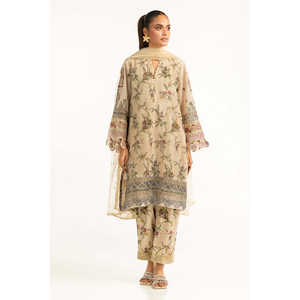 Conjunto de Traje de 3 Piezas para Mujer con Estampado Munar Slub y Detalle Bordado IUSTKSD-1020 - Product Image 3