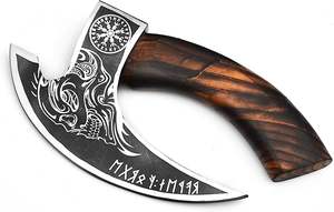 Viking Pizza Cutter <b>Axe</b> Mini Medieval Chef Stainless Steel Slicer Wooden Handle Sustainable for <b>Camping</b> Kitchen Tool Gift for - Product Image 4