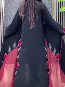 Elegante modesto bordado a mano tejido de mujer Premium lado pétalo Abayas Formal tradicional Dubai vestidos de tela transpirable - Product Image 2