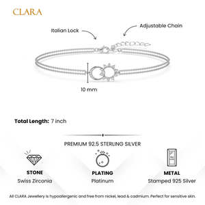 NOVAMART Fine Moon-Shaped Religious <b>Charm</b> <b>Bracelet</b> with Zircon Rhodium Plated <b>Silver</b> for Unisex Gift or Party-Wear Wholesale Exp - Product Image 5