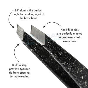 Recién llegado, pinzas para cejas inclinadas de acero inoxidable con etiqueta privada con peine, pinzas para cejas, herramienta - Product Image 4