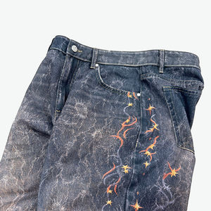 Pantalones vaqueros unisex de hombre Impresión digital suave informal con estilo recto al por mayor - Product Image 4