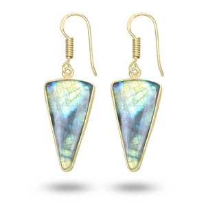 Labradorite Earring Simple Fashion Exquisite Temperament Design Advanced Sense Popular Handmade Jewelry 18k Gold plated brass - Product Image 6