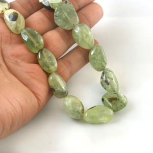 Perles lisses de préhnite naturelle, de 9x15mm à 17x21mm, perles de pierre précieuse préhnite verte, brin de 12 pouces, fabrication de bijoux, vente en gros - Product Image 3